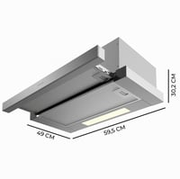 Cecotec Bolero Flux TLM 606500 Teleszkópos Páraelszívó 60 cm Inox, 165 W Motor, 650 m3/h Szívóteljesítmény, Mechanikus Vezérlés, 2 Fokozat, Szénszűrő 2