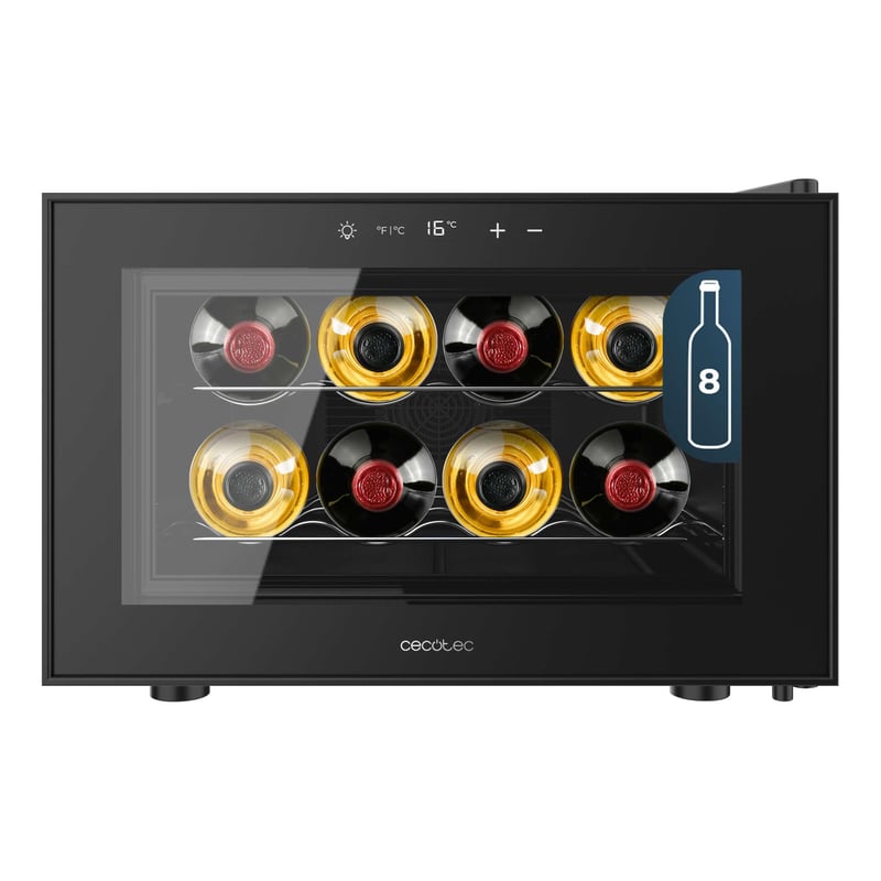 Cecotec Bolero GrandSommelier 800H CoolCrystal E bortároló - 8 palack, fekete