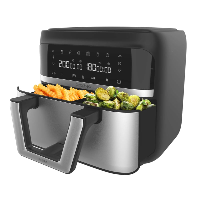 Cecotec Cecofry Dual 9000 Forrólevegős Sütő 9L Osztható Kosárral, 2850W, Digitális Érintőpanel, Kettős Hőmérséklet-szabályozás, 6 Üzemmód
