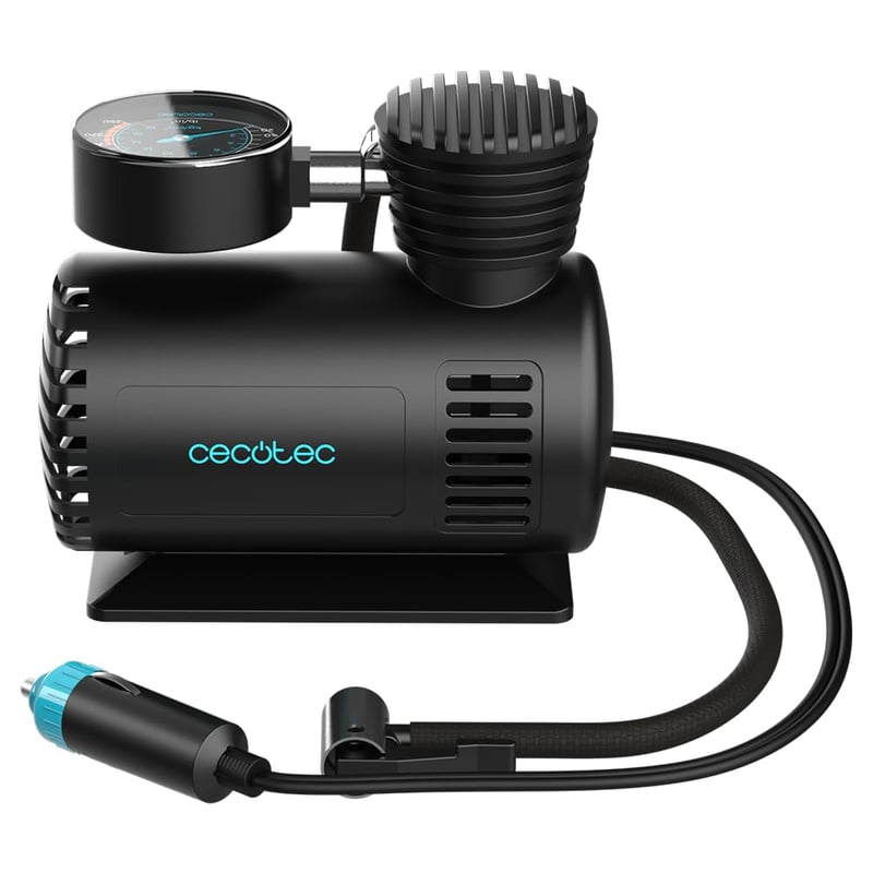 Elektrický vzduchový kompresor Cecotec CecoRaptor Perfect Pump 12V, 250PSI, priemer valca 16 mm, 2,8 m kábel, prípojka do zapaľovača, čierny