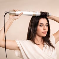 Uscător de păr și perie cu aer cald Cecotec CeramicCare AirGlisse Champagne cu 8 accesorii, 1400W, tehnologie Coanda, 3 trepte de viteză și temperatură 8