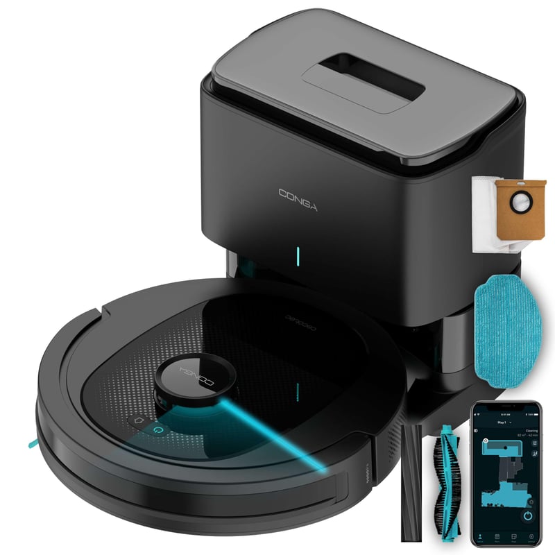 Robotický vysávač Cecotec Conga 8490 Ultimate Ultra Power – Laserová navigácia, 7000 Pa, 2,5 l automatická nádoba na prach, výdrž batérie 170 minút, silikónová kefa