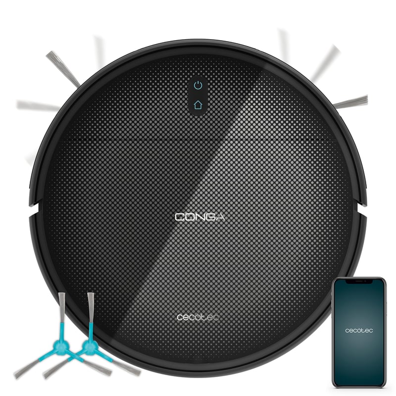 Robotický vysávač Cecotec Conga M10 Advance, 3000 Pa, gyroskopická navigácia, ovládanie cez aplikáciu, výdrž batérie 150 minút, dvojitá bočná kefa, 30x30x7,8 cm, čierny