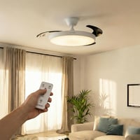 Stropný ventilátor so svetlom Cecotec EnergySilence Aero 300 Air Invisible, so zasúvateľnými lopatkami, 30W DC motorom, diaľkovým ovládaním, 6 rýchlosťami, 4-hodinovým časovačom a funkciou leto-zima 5