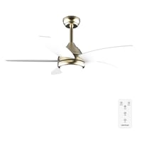 Stropný ventilátor Cecotec EnergySilence Aero 4200 GoldLightWood so svetlom – 106 cm, 53 W motor, 15 W LED, 3 úrovne jasu, diaľkové ovládanie, 5 lopatiek 1