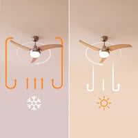 Ventilator de tavan Cecotec EnergySilence Aero 480 cu lampă, telecomandă, 65 W, diametru 106 cm, 3 pale reversibile, finisaj nuc/fag 8