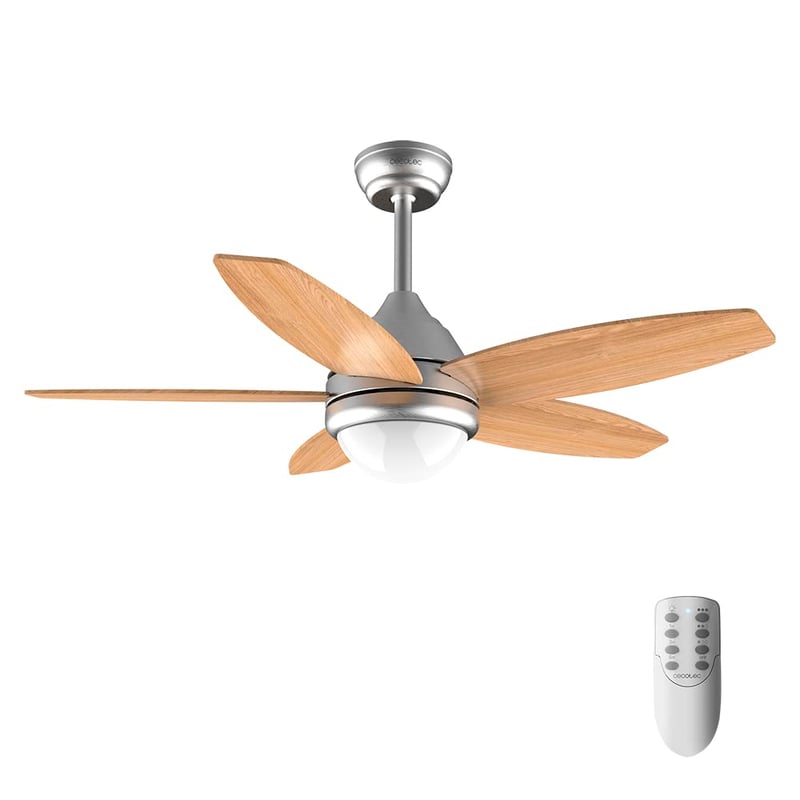 Stropný ventilátor Cecotec EnergySilence Aero 495 so svetlom, 55 W, priemer 106 cm, 5 reverzibilných lopatiek, LED osvetlenie, diaľkové ovládanie, 8-hodinový časovač, 3 rýchlosti, drevené prevedenie