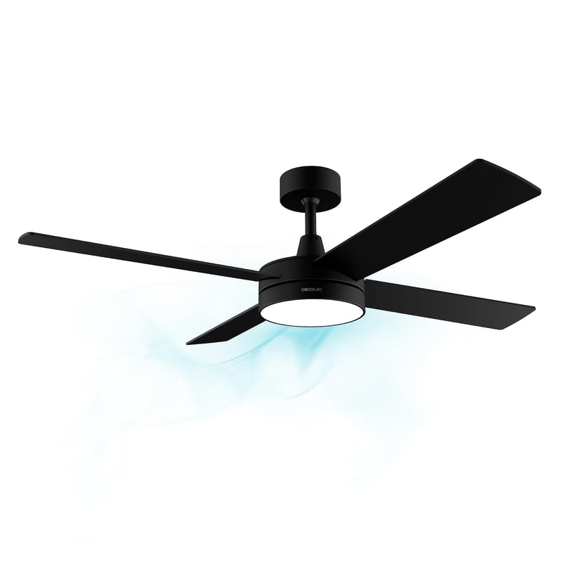Stropni ventilator Cecotec EnergySilence Aero 5200 Black Line – 132 cm, crni, LED svjetlo, daljinski upravljač, 8-satni timer, 3 brzine, 60 W