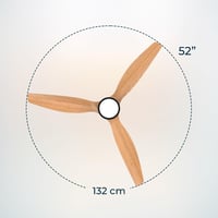 Stropný ventilátor Cecotec EnergySilence Aero 5230 WhiteWood so svetlom a diaľkovým ovládaním, 52", 40W DC motor, LED svetlo, 6 rýchlostí, zimný/letný režim 3