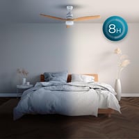 Stropný ventilátor Cecotec EnergySilence Aero 5230 WhiteWood so svetlom a diaľkovým ovládaním, 52", 40W DC motor, LED svetlo, 6 rýchlostí, zimný/letný režim 6