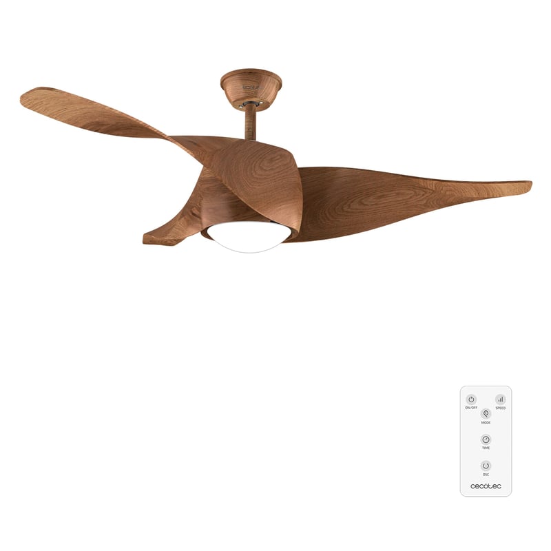 Stropný ventilátor Cecotec EnergySilence Aero 5290 BlackWood so svetlom, 132 cm, 40W jednosmerný motor, LED osvetlenie, diaľkové ovládanie, programovateľný časovač, zimný a letný režim