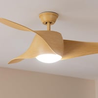Stropný ventilátor Cecotec EnergySilence Aero 5290 LightWood so svietidlom, 132 cm, 40W DC motor, LED svetlo, diaľkové ovládanie, programovateľný časovač 7
