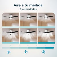 Cecotec EnergySilence Aero 5600 Aqua GoldDarkWood Connected mennyezeti ventilátor lámpával, 132 cm, 40 W, LED 20 W, 3 lapát, 6 sebesség, Wi- 10