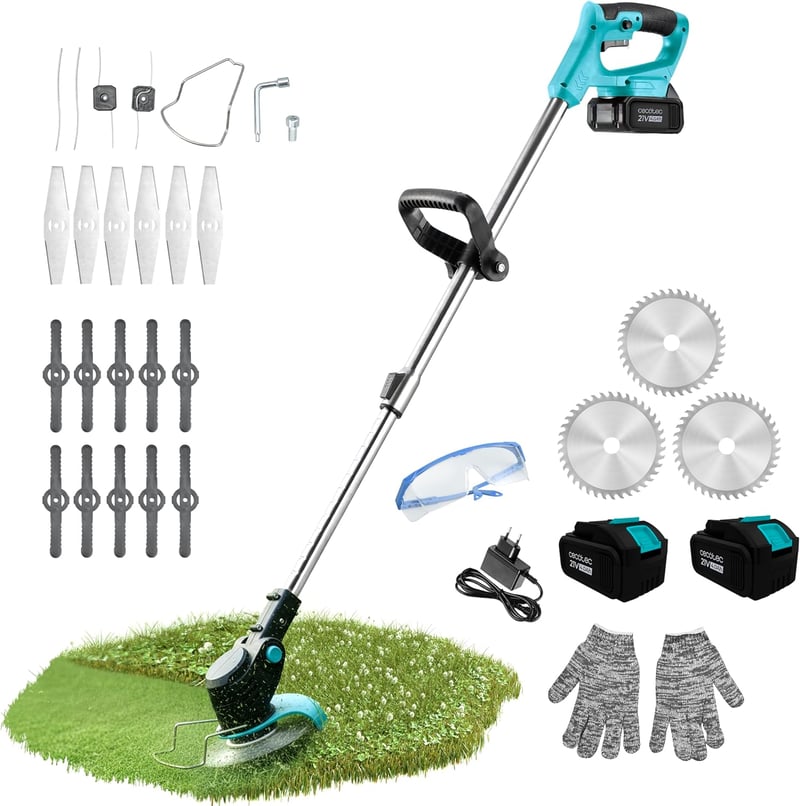Cecotec Freemove FastCut 4000 650W akkumulátoros fűnyíró 2 akkuval, forgófejes, teleszkópos