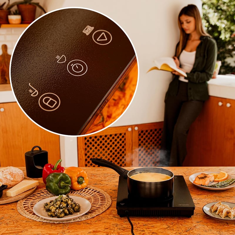 Cecotec Full Magma Slim hordozható indukciós főzőlap 2000W, 8 fokozat, üveg felület, érintőkijelző