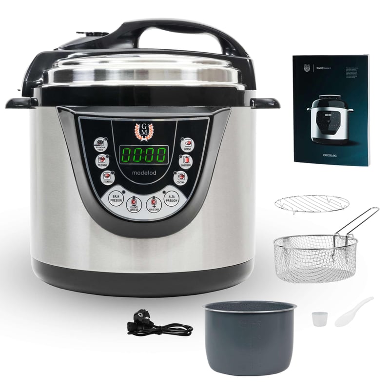 Cecotec GM Olla D+ Programozható Elektromos Kukta 6L, 1000W, 9 Főzési Menü, 2 Nyomásszint, Sütési Funkció, Hangvezérlés, 12 Személyes