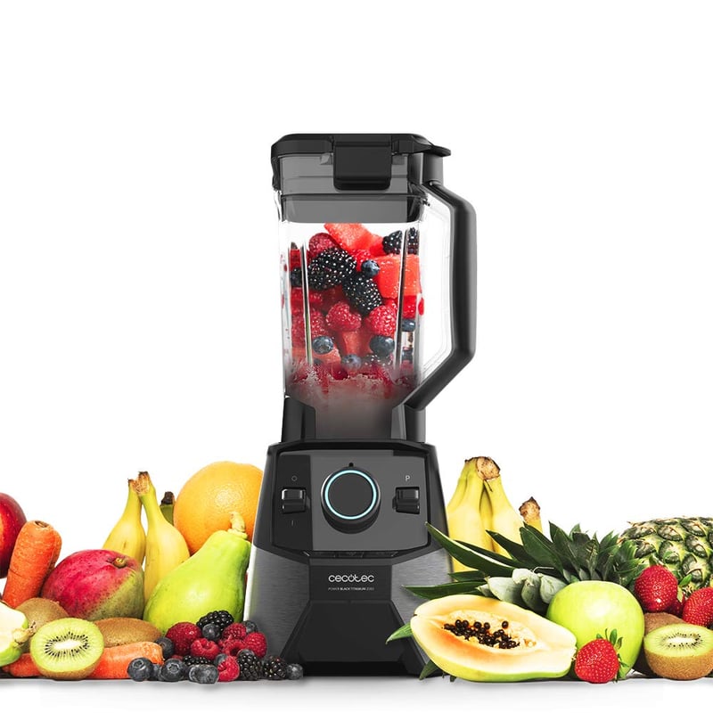 Cecotec Power Black Titanium 2000 Pro turmixgép – 2000 W, 8 keverőpenge, fekete titán bevonat, 3 program, BPA-mentes, négyszögletes kancsó