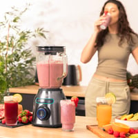 Blender de masă Cecotec Power Black Titanium 2200MAX Smooth – 2200 W, 6 lame din oțel inoxidabil, funcție de zdrobire a gheții, funcții Turbo și Smoothie, AutoClean 10