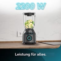 Blender de masă Cecotec Power Black Titanium 2200MAX Smooth – 2200 W, 6 lame din oțel inoxidabil, funcție de zdrobire a gheții, funcții Turbo și Smoothie, AutoClean 2