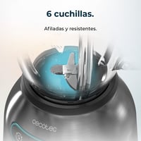 Blender de masă Cecotec Power Black Titanium 2200MAX Smooth – 2200 W, 6 lame din oțel inoxidabil, funcție de zdrobire a gheții, funcții Turbo și Smoothie, AutoClean 4