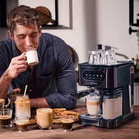 Cecotec Power Espresso 20 ColdBrew Latte+ Eszpresszógép 1350W 20 bar Színes Érintőkijelző 1,5L Víztartály 500ml Tej Sötét Acél Dupla Kar 9