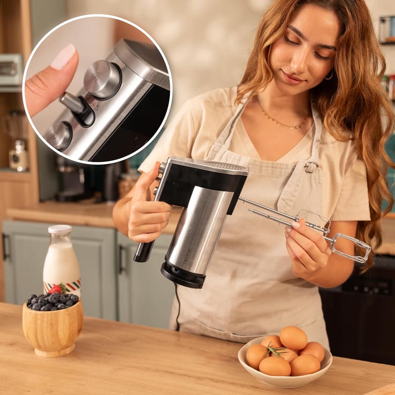 Cecotec PowerTwist 500 kézi mixer 500W, 5 fokozat + turbo, acél, 3 kiegészítő