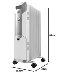 Olejový radiátor Cecotec ReadyWarm 7000 Space 1500 W, 7 rebier, 3 úrovne výkonu, vykurovacia plocha 15 m², navíjač kábla, kolieska 9