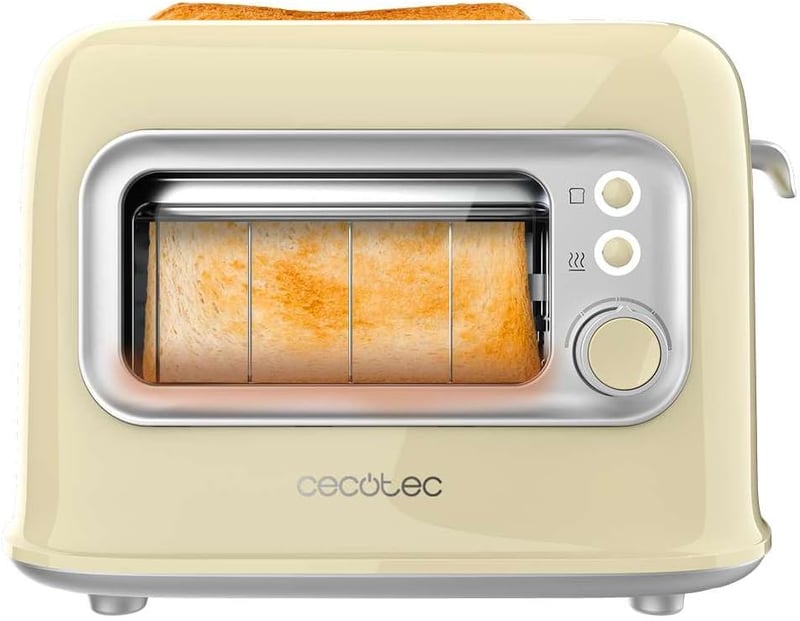 Cecotec RetroVision sárga függőleges toaster 700W, 2 extra széles nyílás, retro design
