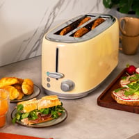 Prajitor de pâine Cecotec Toast&Taste 1600 Retro Double, Bej, 4 felii, 1630 W, 2 fante late de 3,8 cm, Oțel inoxidabil, Tavă pentru firimituri 4