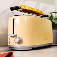 Prajitor de pâine Cecotec Toast&Taste 1600 Retro Double, Bej, 4 felii, 1630 W, 2 fante late de 3,8 cm, Oțel inoxidabil, Tavă pentru firimituri 5