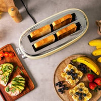 Prajitor de pâine Cecotec Toast&Taste 1600 Retro Double, Bej, 4 felii, 1630 W, 2 fante late de 3,8 cm, Oțel inoxidabil, Tavă pentru firimituri 3