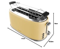 Prajitor de pâine Cecotec Toast&Taste 1600 Retro Double, Bej, 4 felii, 1630 W, 2 fante late de 3,8 cm, Oțel inoxidabil, Tavă pentru firimituri 8