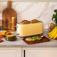 Prajitor de pâine Cecotec Toast&Taste 1600 Retro Double, Bej, 4 felii, 1630 W, 2 fante late de 3,8 cm, Oțel inoxidabil, Tavă pentru firimituri 2