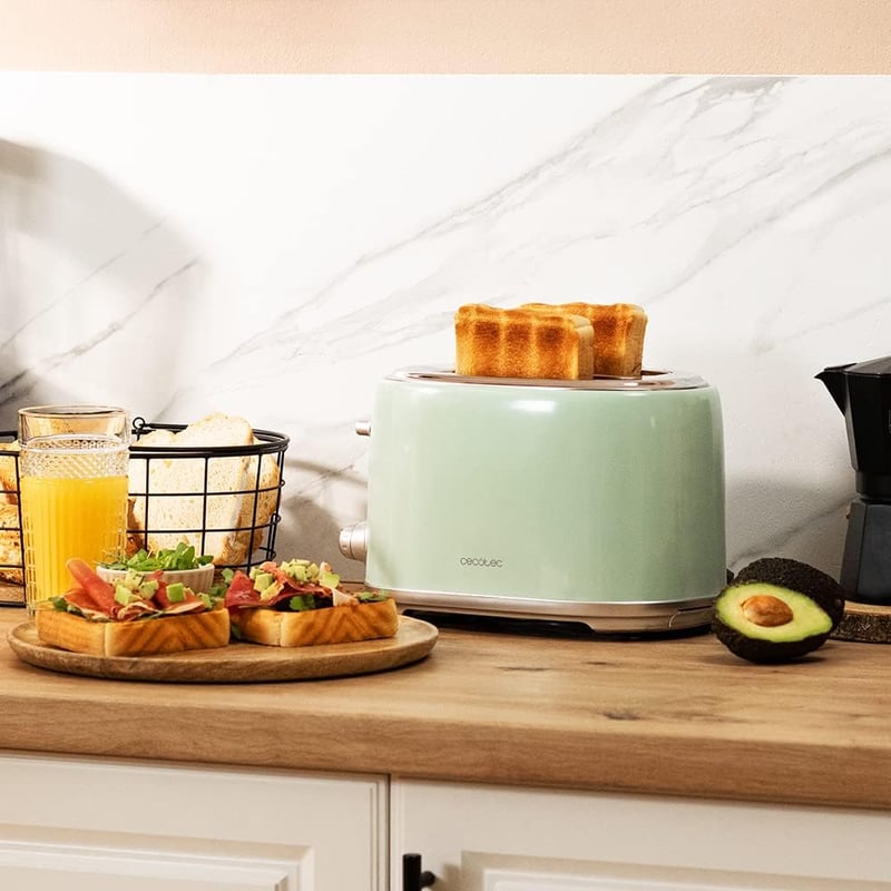 Cecotec Toaster 2 szeletes retro zöld kenyérpirító 980W rozsdamentes acél