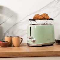 Cecotec Toaster 2 szeletes retro zöld kenyérpirító 980W rozsdamentes acél 4