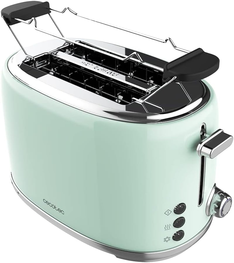 Cecotec Toaster 2 szeletes retro zöld kenyérpirító 980W rozsdamentes acél