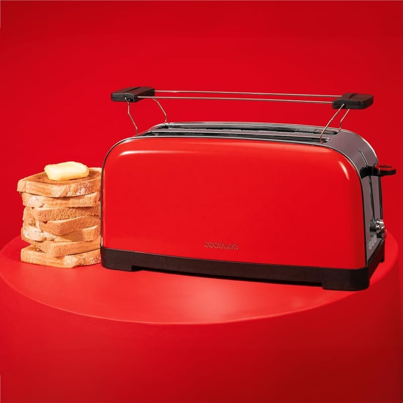 Cecotec Toastin' Time 1500 függőleges kenyérpirító 4 szeletes piros rozsdamentes