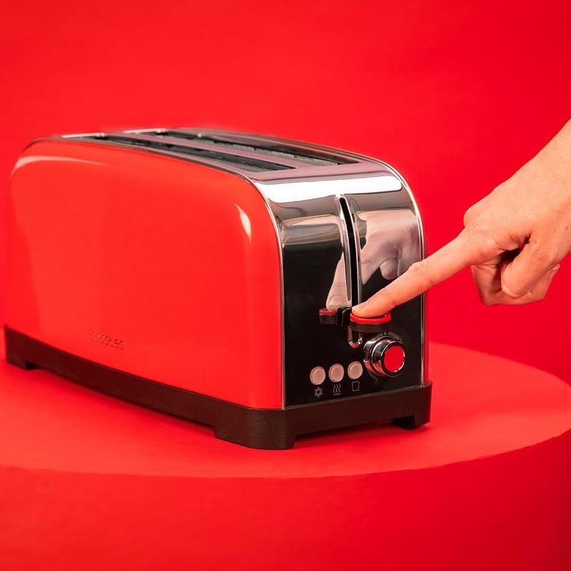 Cecotec Toastin' Time 1500 függőleges kenyérpirító 4 szeletes piros rozsdamentes