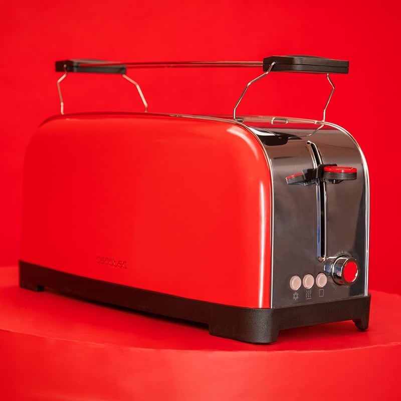 Cecotec Toastin' Time 1500 függőleges kenyérpirító 4 szeletes piros rozsdamentes