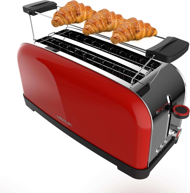 Cecotec Toastin' Time 1500 függőleges kenyérpirító 4 szeletes piros rozsdamentes