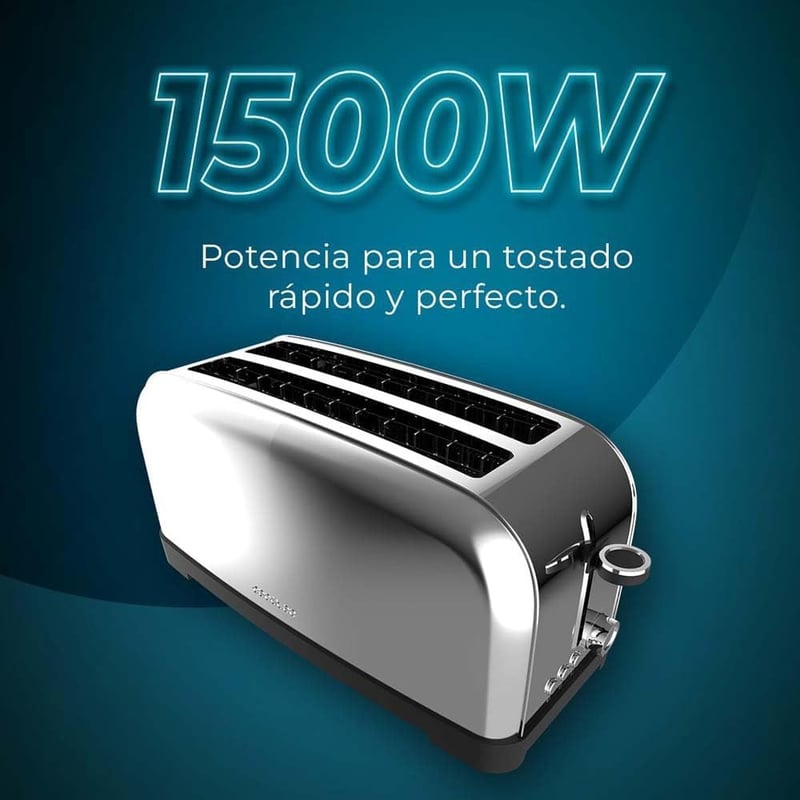 Cecotec Toastin' time 1500 Inox függőleges kenyérpirító, 1500W, rozsdamentes acél
