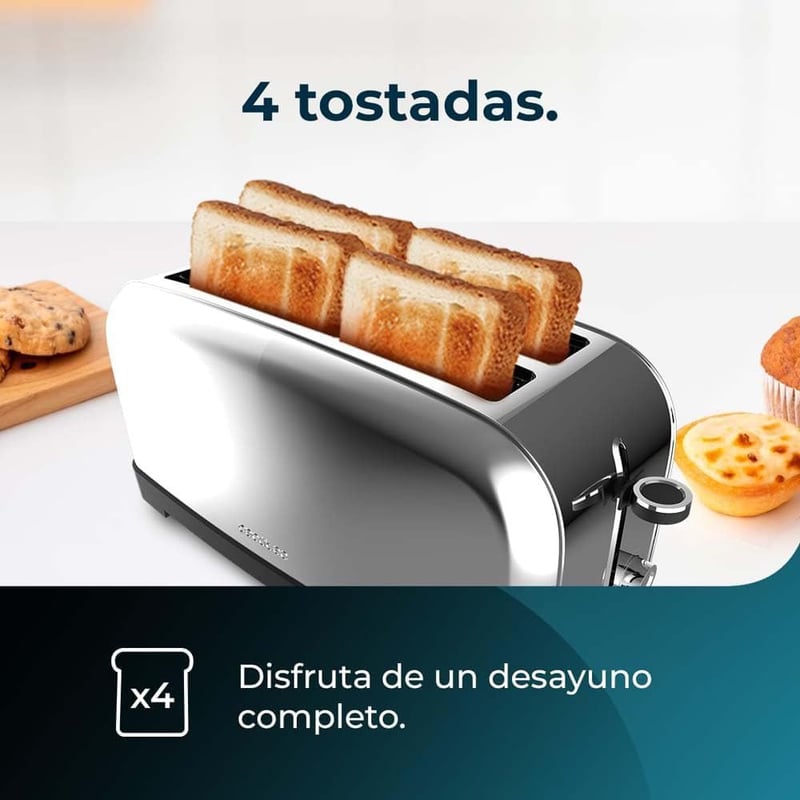 Cecotec Toastin' time 1500 Inox függőleges kenyérpirító, 1500W, rozsdamentes acél
