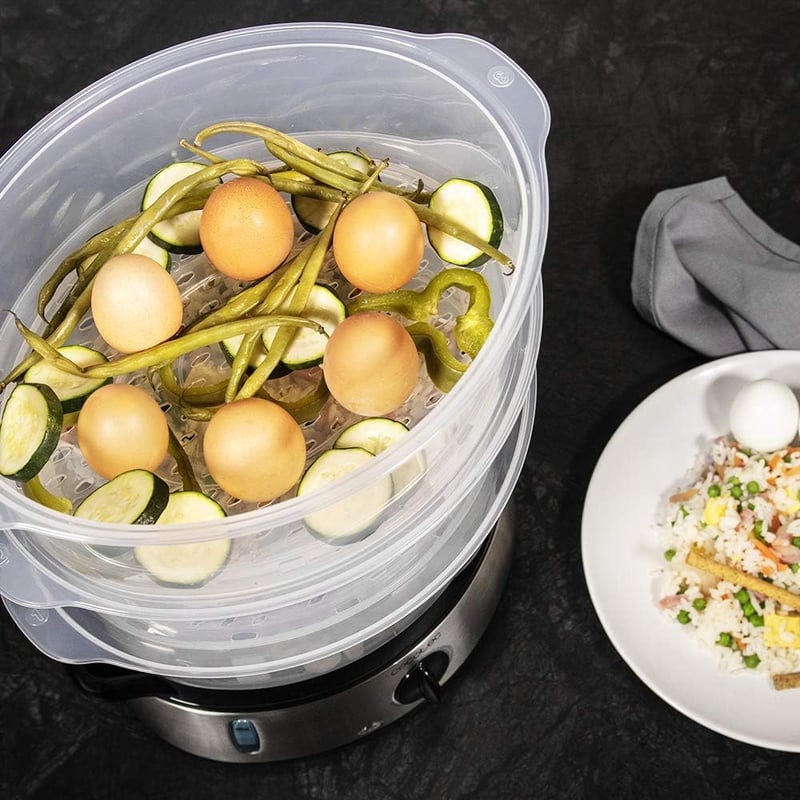 Cecotec Vapovita 3000 INOX gőzöző 800W, 3 szintes, rizsfőző, tojástartó, 60 perces időzítő