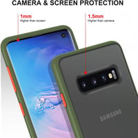 Samsung Galaxy S10 Ütésálló Védőtok - Zöld, Matt Átlátszó Hátlappal 5