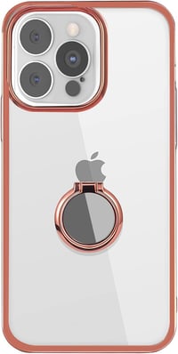 iPhone 13 Pro Átlátszó Tok Mágneses Autótartóval, Állvánnyal - Rózsaszín Arany 9