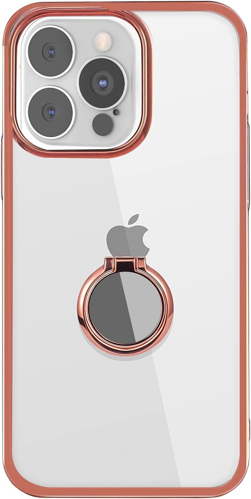 iPhone 13 Pro Átlátszó Tok Mágneses Autótartóval, Állvánnyal - Rózsaszín Arany