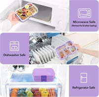 Homtibrm 6 rekeszes lila bento ebéddoboz 920 ml - gyerekeknek és felnőtteknek 3