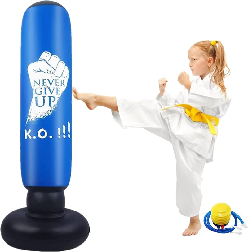 EQARD Felfújható Boxzsák Gyerekeknek 157 cm - Önálló Edzőzsák Azonnali Visszapattanással Karate, Taekwondo, MMA és Box Gyakorlásához