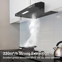 CIARRA 6903 Fekete Páraelszívó 60 cm - Konyhai Elszívó 3 Sebességgel, LED Világítással, Fém Zsírszűrővel, 220 m³/h Teljesítmény - 2-Black 3