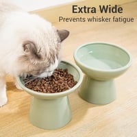 CEEFU Emelt Kerámia Macskatál Szett - 2 Extra Széles Tál Bajuszvédelemmel, Mosogatógépben Mosható, Zöld Színű Etetőtálak Minden Macskafajtán 5